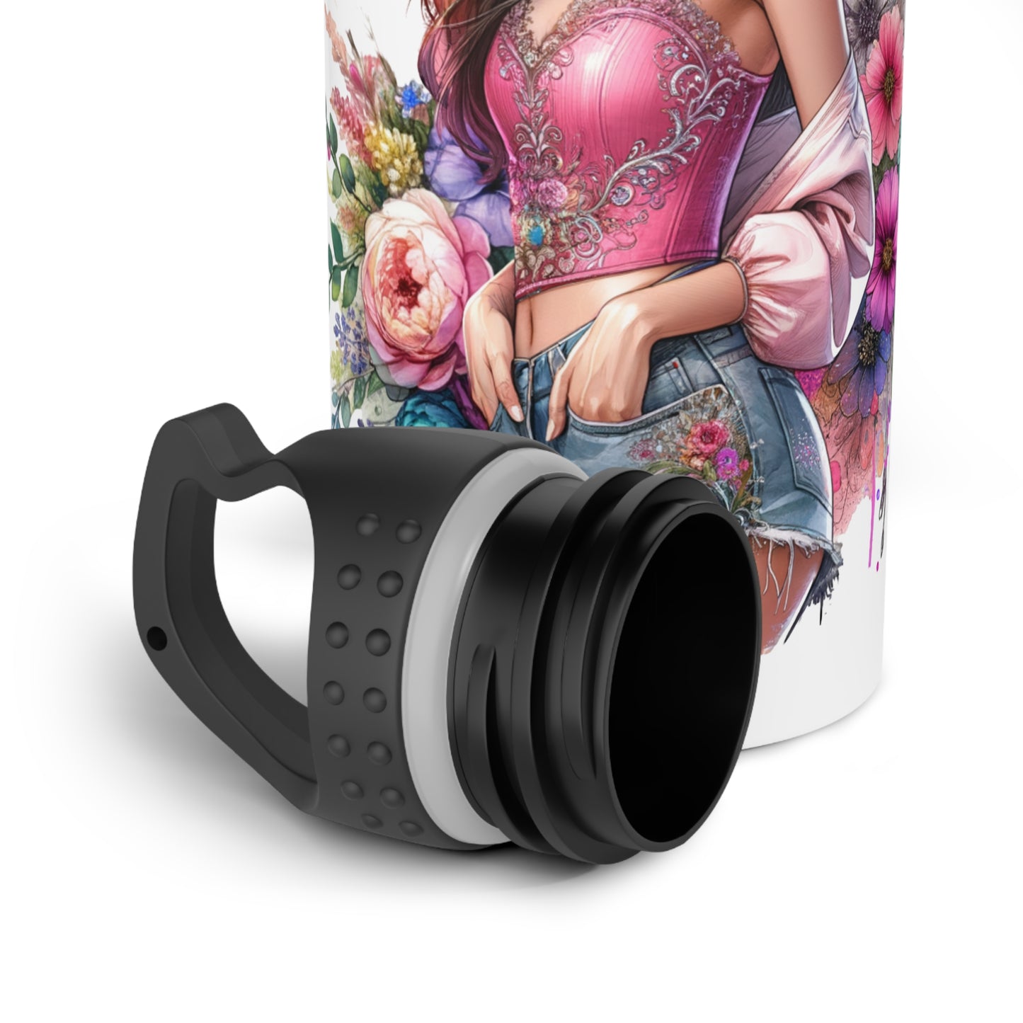 I Am My Own Happily Ever After Floral Art Stainless Steel Water Bottle - Inspirational Design for Stylish Hydration