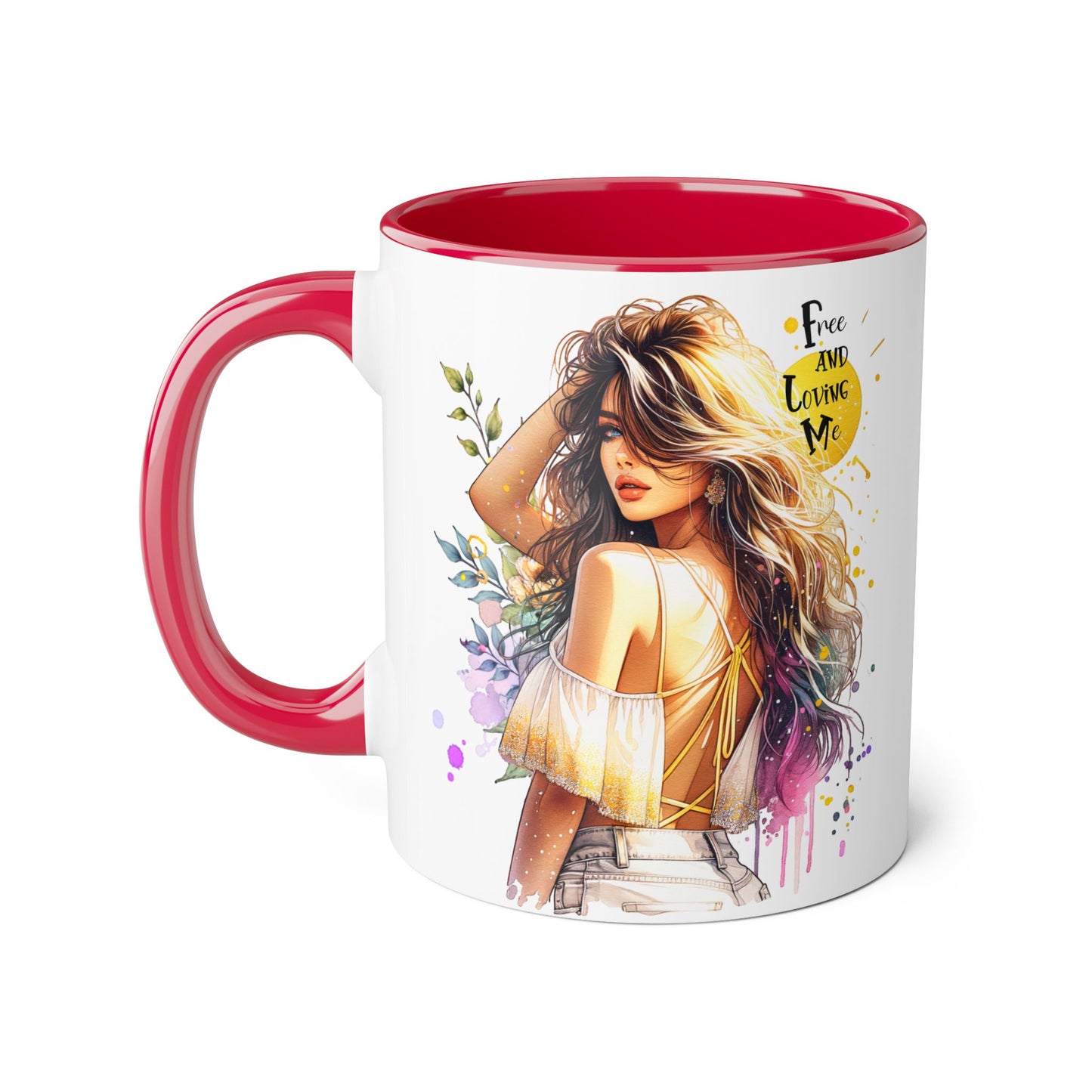 Free and Loving Me Boho Chic Accent Mug, Inspirational Coffee Cup, Free and Living Me, Gift for Her, Art Print Mug, Home Decor