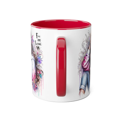 Bohemian Accent Mug - Free and Loving Me, Coffee Lover Gift, Artistic Drinkware, Unique Home Decor, Inspirational Mug