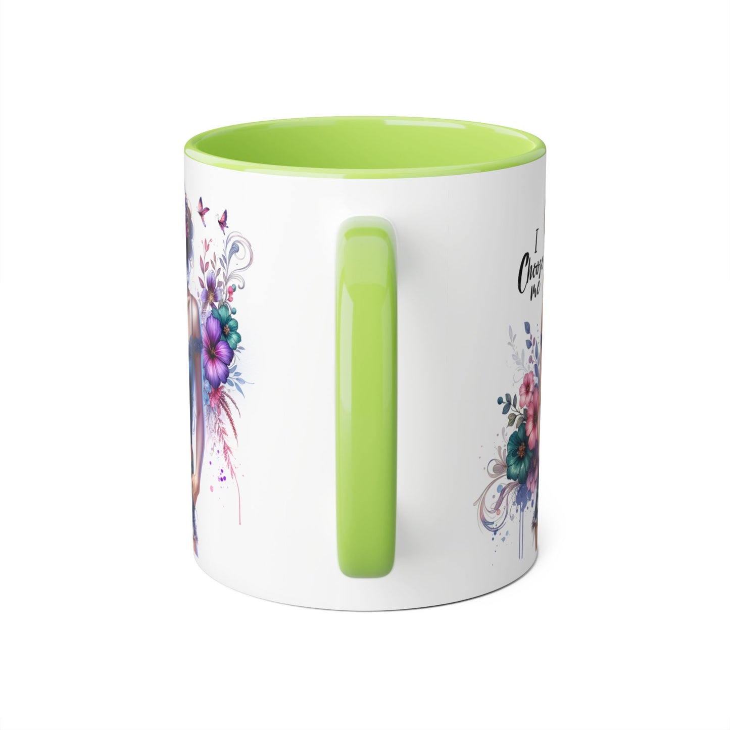 I Choose Me Floral Art Accent Mug, Inspirational Coffee Cup, Gifts for Her, Home Decor, Birthday Present, Self-Care Reminder