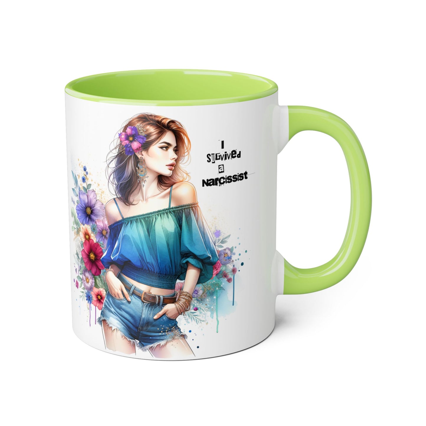 Stylish Floral Accent Mug, Trendy Coffee Cup, Gift for Her, Birthday Mug, Inspirational Drinkware