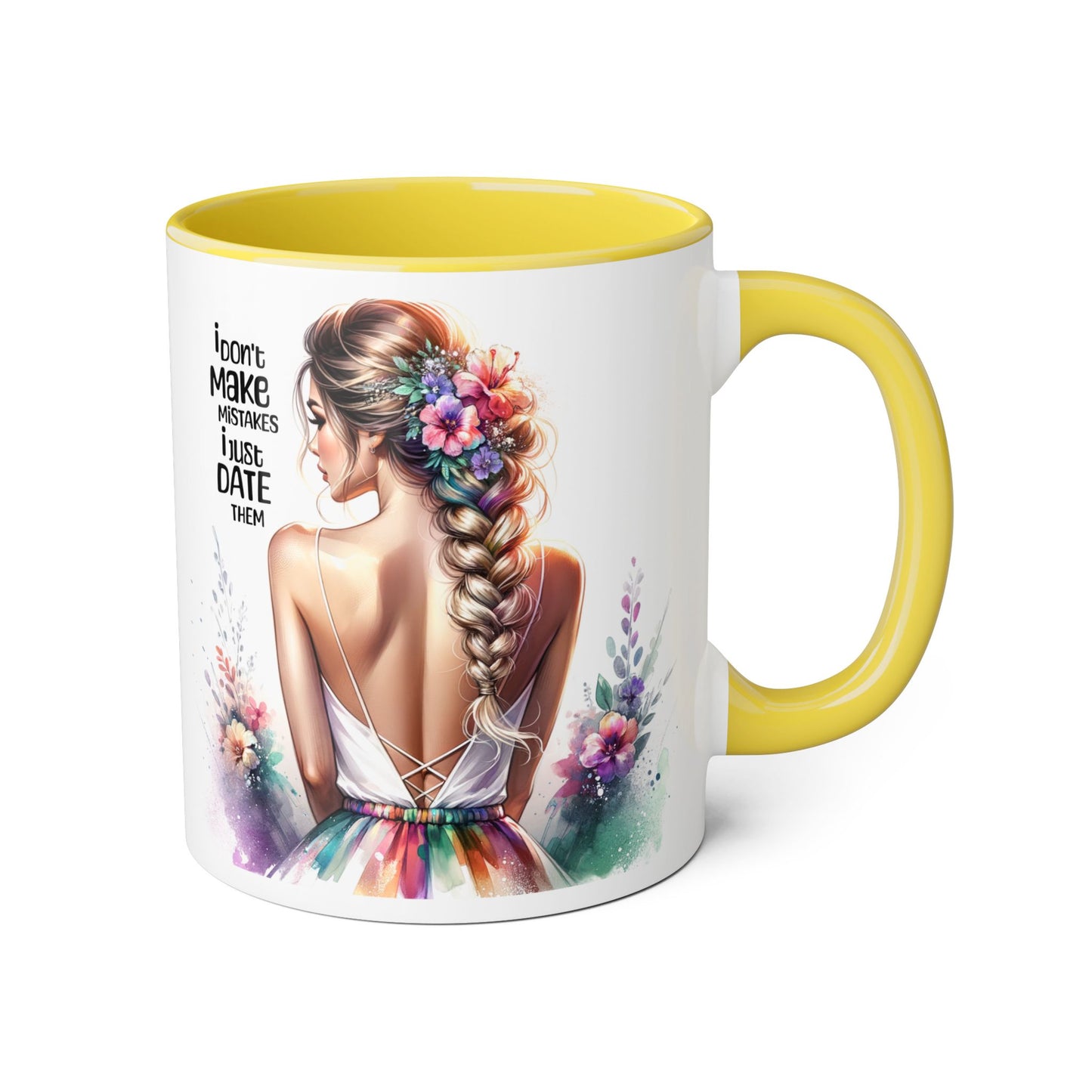 I Don't Make Mistakes, I Date Them Artistic Accent Mugs: Beauty & Floral Design, Perfect for Gifts, Home Decor, Coffee Lovers, Birthday Celebrations, Inspirational Quotes