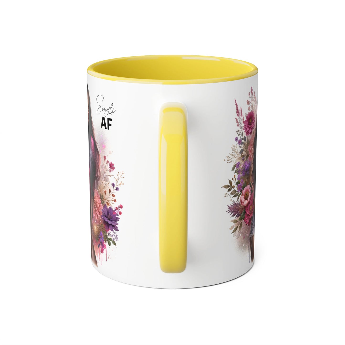 Colorful Floral Single AF Accent Mug, Aesthetic Coffee Cup for Coffee Lovers, Unique Gift for Birthdays, Special Occasions, Art Enthusiasts