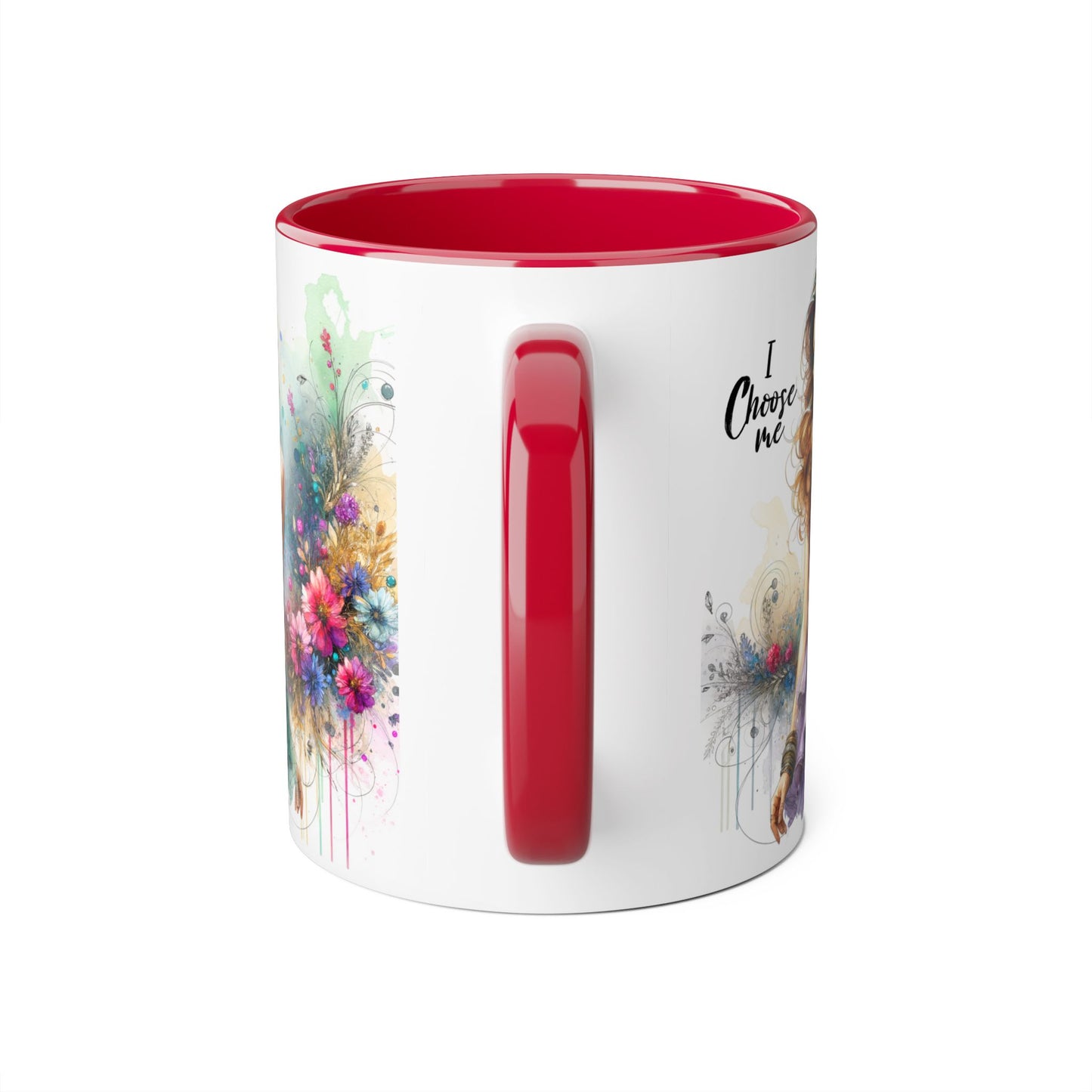 I Choose Me Empowerment Accent Mug - I Choose Me, Inspirational Coffee Cup, Self-Love Gift, Women’s Empowerment, Floral Décor, Motivational Drinkware