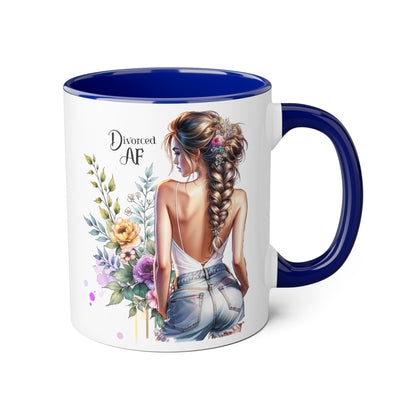 Divorced AF Floral Accent Mug - Perfect Gift for Friends, Coffee Lovers, Humor, Self-Care, Divorce Parties