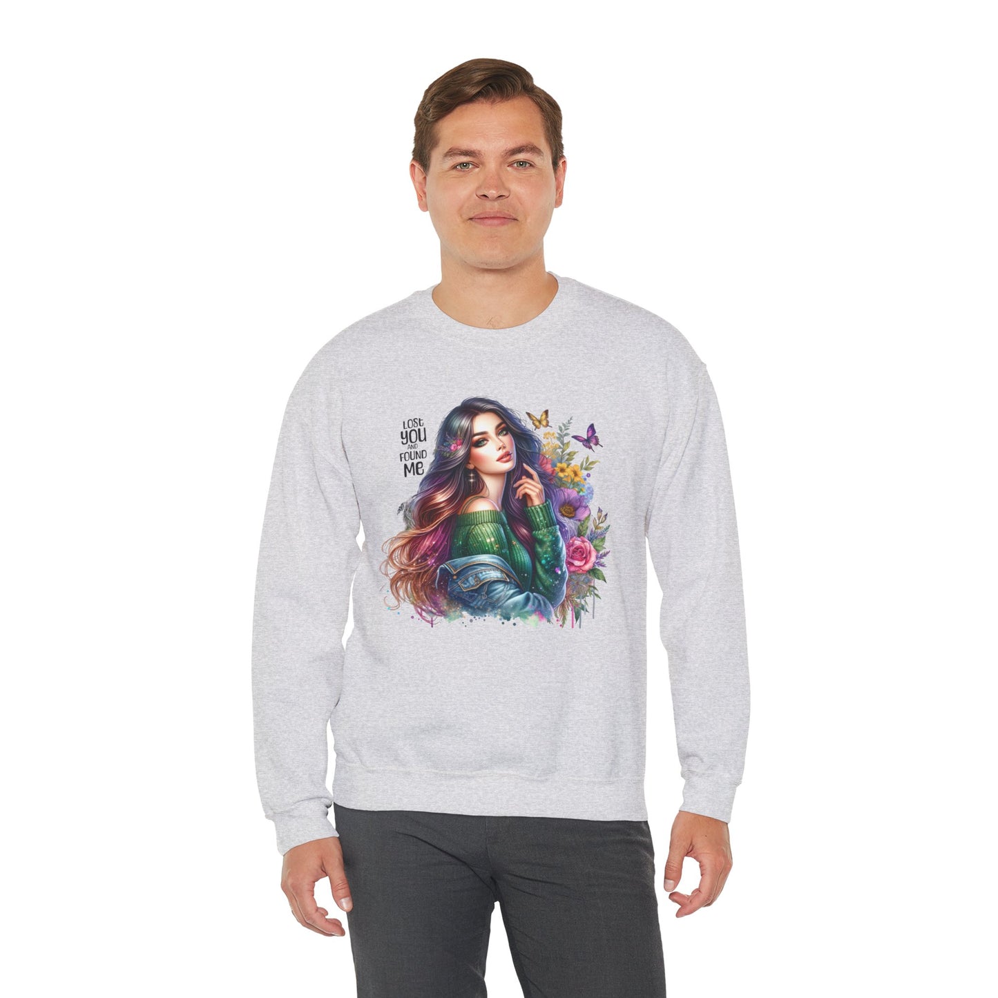 Lost You And Found Me Bohemian Floral Crewneck Sweatshirt, Cozy Graphic Sweatshirt, Gift for Her, Unique Art Pullover, Spring Fashion Crew