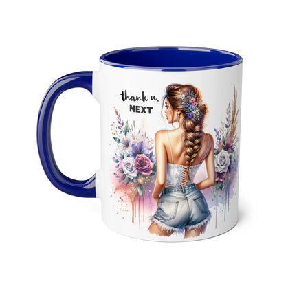 Thank U, Next Boho Inspirational Mug, Coffee Cup, Gift for Friends, Motivational Beverage Holder, Floral Design, Thank U Next