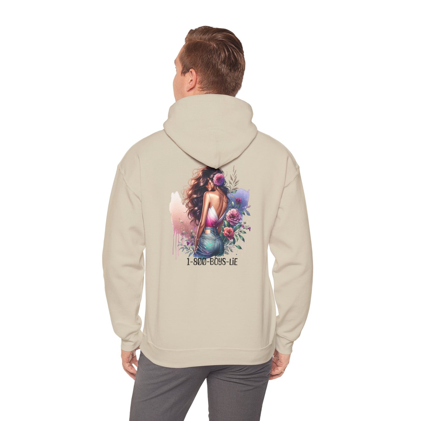 1-800-Boys-Lie Beautiful Floral Mermaid Hoodie - Unisex Heavy Blend™, Perfect for Cozy Days, Gifts, Beach Lovers, Everyday Wear