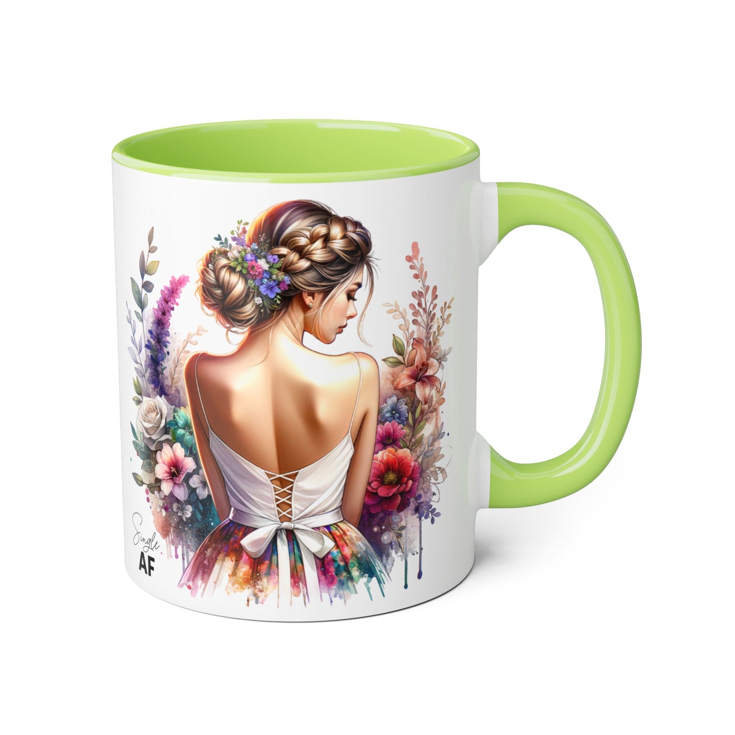 Single AF Floral Elegance Mug, Custom Coffee Cup, Gift for Her, Bridesmaid Present, Artful Design, Home Decor