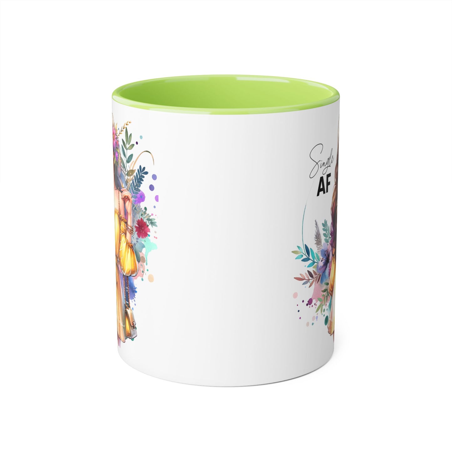 Single AF Floral Accent Mug - Perfect Gift for Singles, Cute Coffee Cup for Friends, Birthday or Self-Care Treat