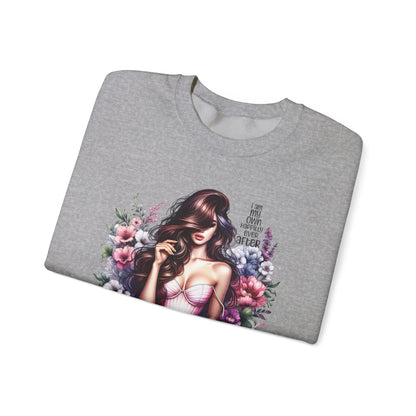 I Am My Own Happily Ever After  Floral Goddess Crewneck Sweatshirt, Cozy Women's Apparel, Boho Style, Gift for Her, Trendy Sweatshirt, Chic Layering Piece