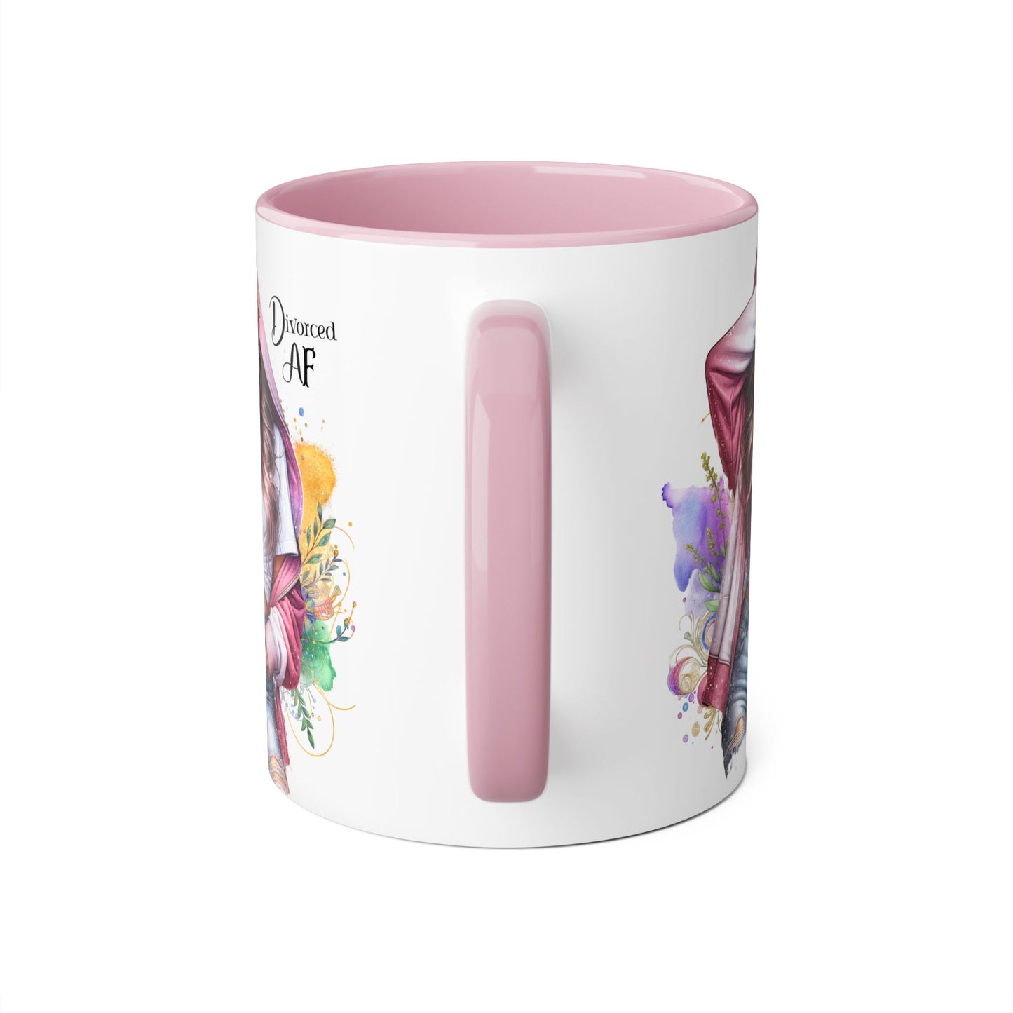 Trendy Accent Mug - 'Divorced AF' Design, Chic Gift for Friends, Coffee Lovers, Inspirational Drinkware, Birthday, Everyday Use
