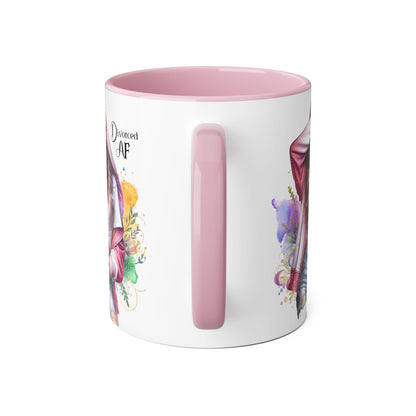 Trendy Accent Mug - 'Divorced AF' Design, Chic Gift for Friends, Coffee Lovers, Inspirational Drinkware, Birthday, Everyday Use