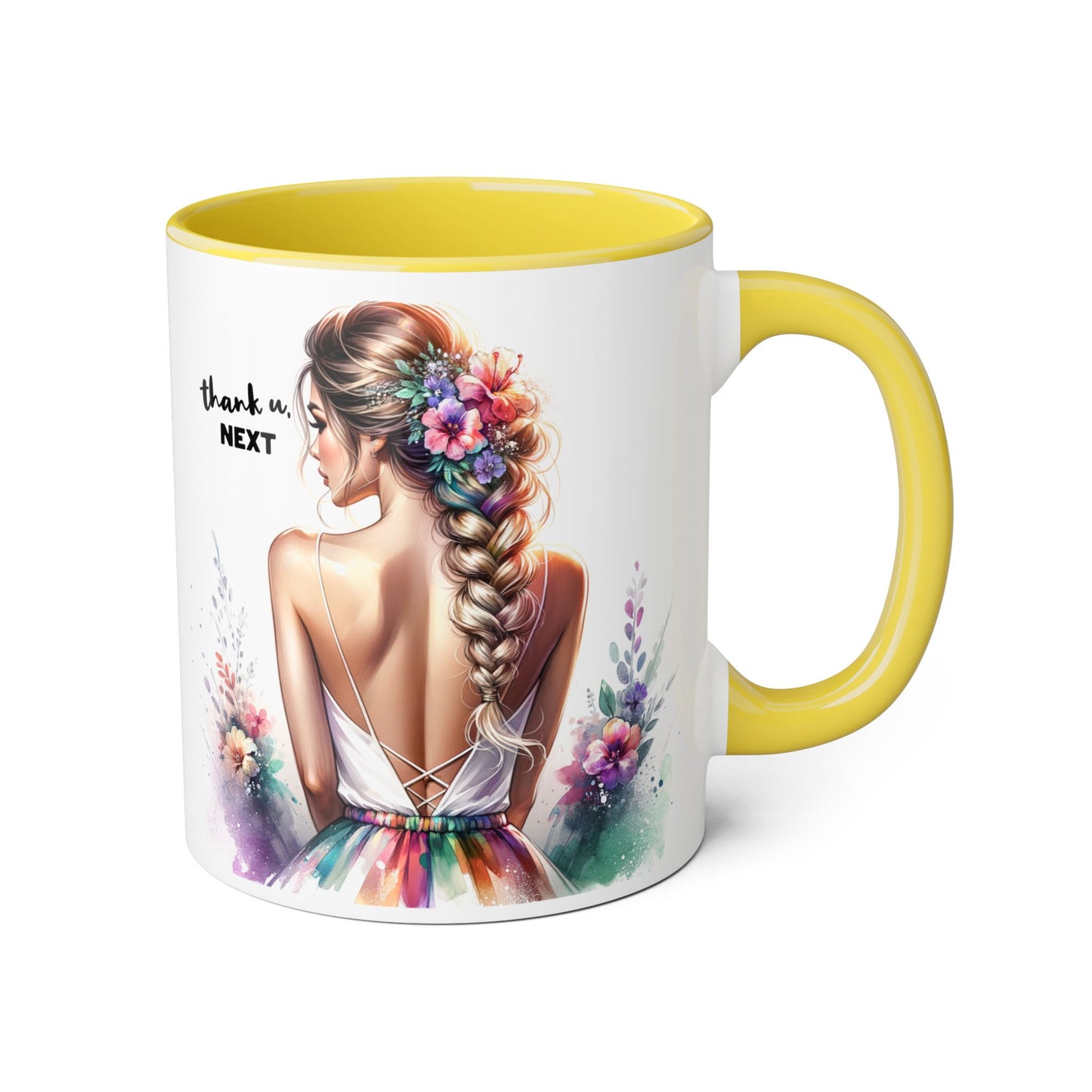 Thank U, Next Colorful Floral Accent Mug, Inspirational Coffee Cup, Gift for Her, Thank You Next Mug, Art Mug, Perfect for Birthdays, Anniversaries
