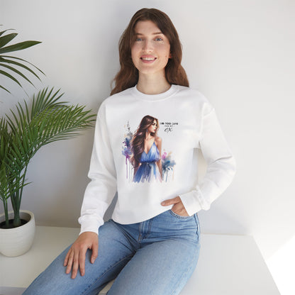 I'm Too Cute For My Ex Artistic Crewneck Sweatshirt - Feminine Fashion, Casual Wear, Cozy Gift, Unique Artwork, Everyday Comfort