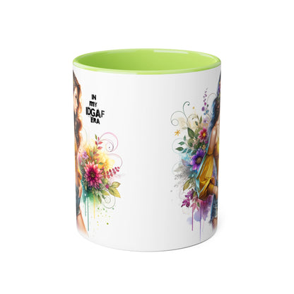 Edgy Floral Accent Mug, Inspirational Coffee Cup, Unique Gift for Her, IDGAF Mug, Boho Style Drinkware