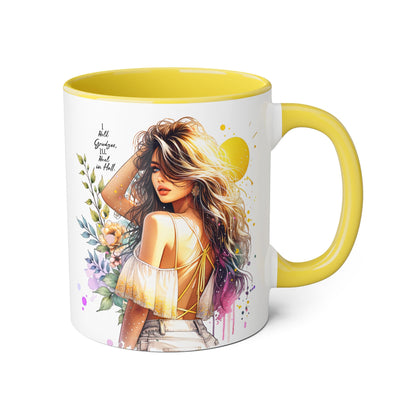 I Hold Grudges, I'll Heal in Hell  Humoristic Artistic Accent Mugs, Floral Sunset Mug, Inspirational Coffee Cup, Unique Gift for Her, Bohemian Style Drinkware