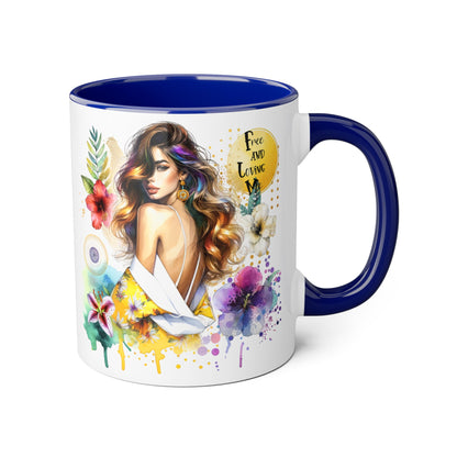 Colorful Artistic Accent Mug - "Free and Loving Me" - Vibrant Coffee Mug for Art Lovers, Gift for Her, Inspirational Drinkware, Home [...]