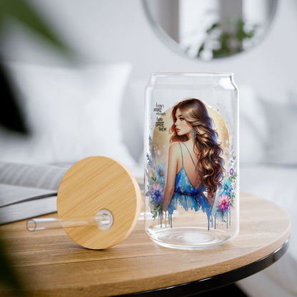 I Don't Make Mistakes, I Date Them Beautiful Floral Sipper Glass, 16oz | Stylish Drinkware for Any Occasion, Perfect Gift for Birthdays, Weddings, or Just Because