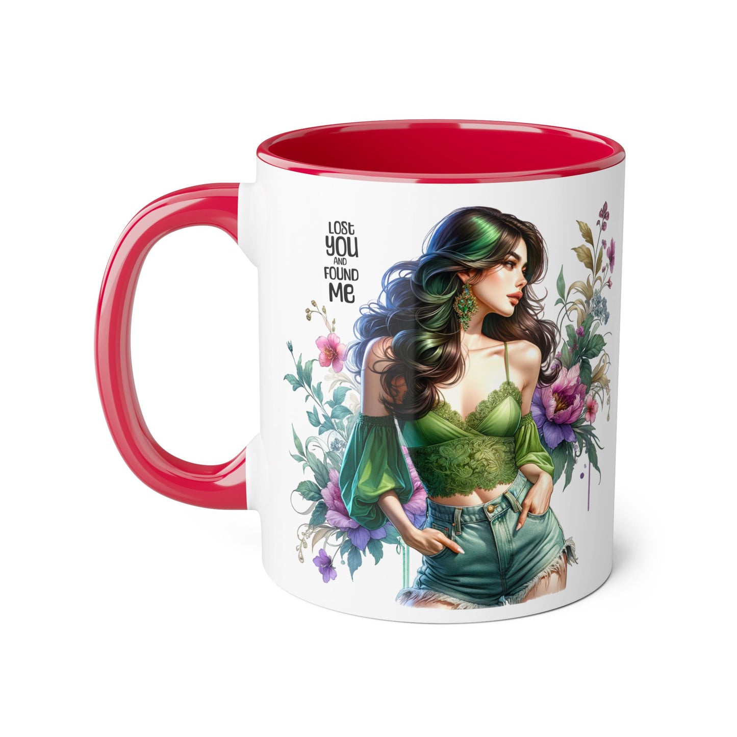 Lost You and Found Me Whimsical Floral Accent Mug for Nature Lovers, Unique Gift for Friends, Home Décor, Coffee Tea Drinkware, Thoughtful Gift Idea