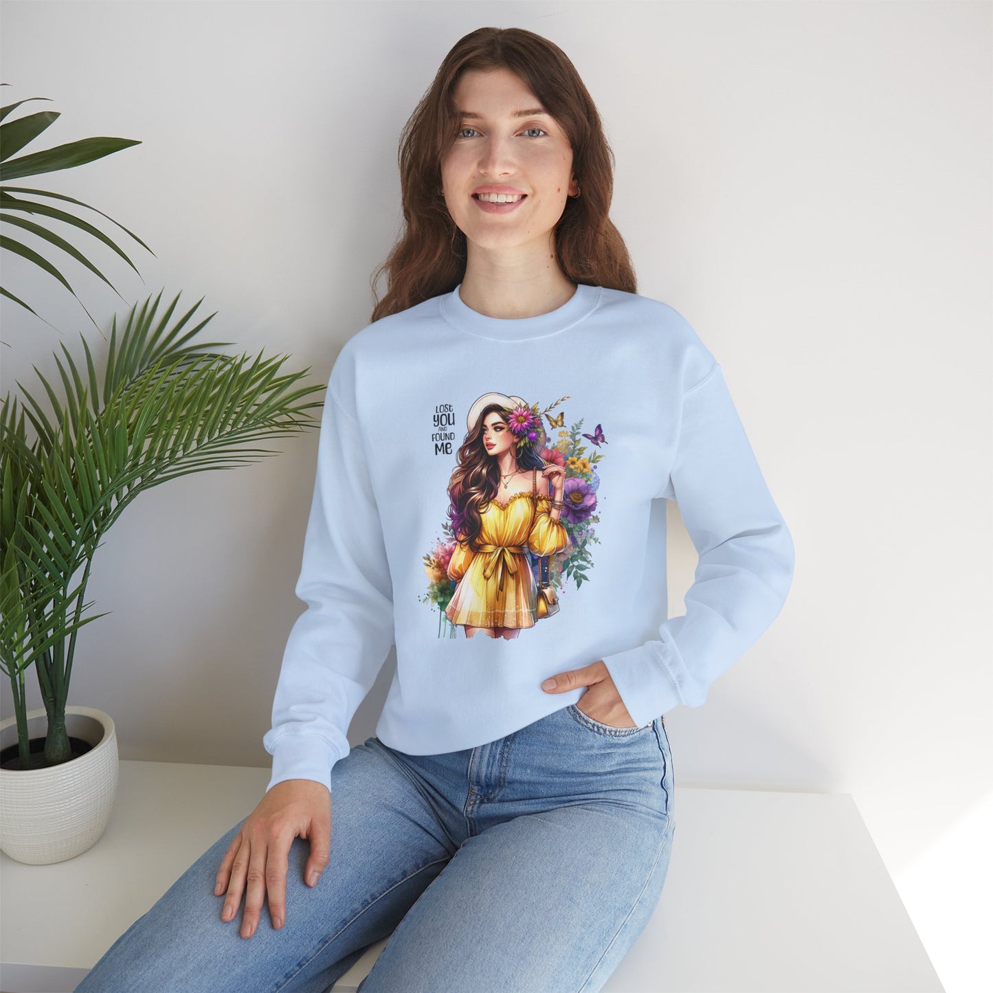 Lost You And Found Me Floral Art Crewneck Sweatshirt, Cozy Unisex Sweater, Gift for Her, Spring Fashion, Inspirational Apparel