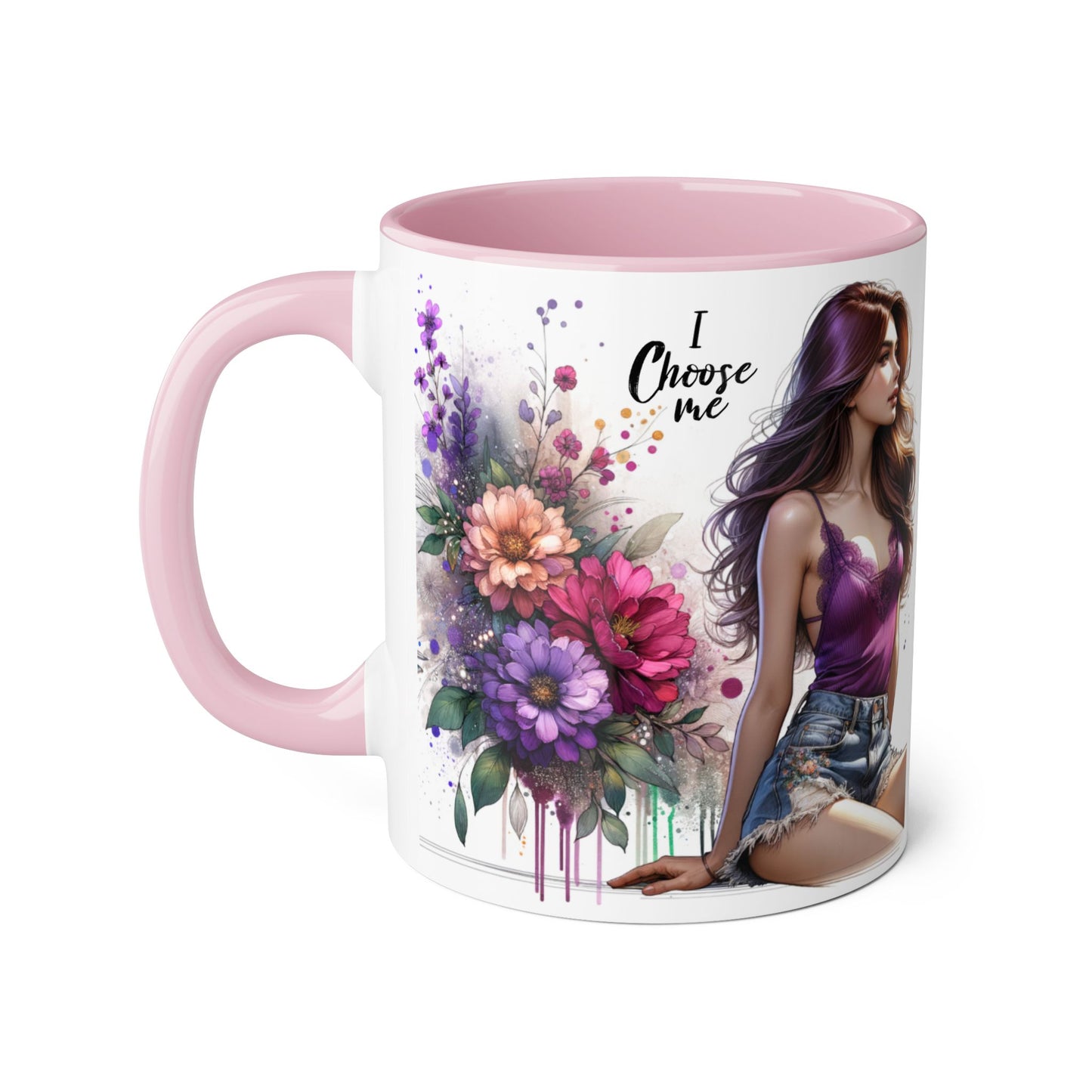 I Choose Me Elegant Floral Accent Mug, Coffee Cup, Tea Mug, Gift for Her, Inspirational Drinkware, Home Decor, Birthday Gift, Art Mug