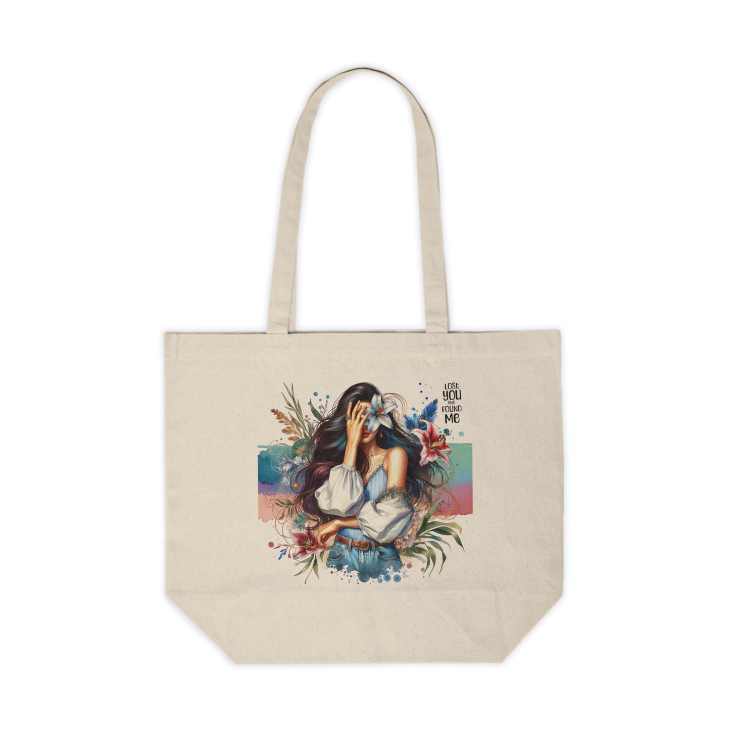 Lost You and Found Me Artistic Canvas Shopping Tote - Eco-Friendly Reusable Bag, Boho Chic, Beach, Grocery, Gift Idea