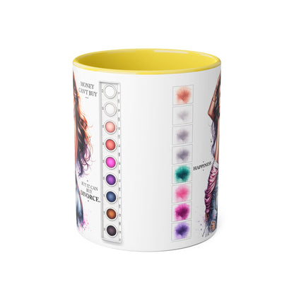 Money Can't Buy Happiness But It Can Buy Divorce Humoristic  Mug, Funny Coffee Cup for Women, Gift for Best Friend, Brighten Your Day with Laughs, Inspirational Drinkware