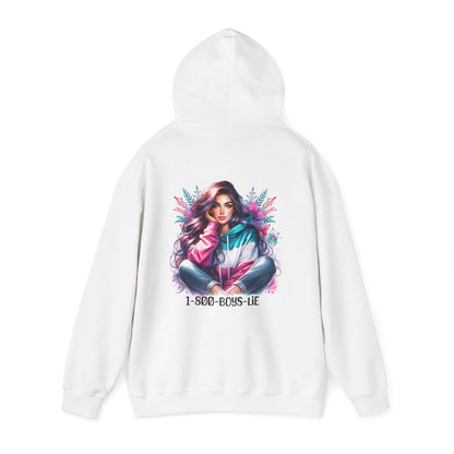 1-800-Boys-Lie Colorful Graphic Hoodie for Women, Cozy Unisex Sweatshirt, Trendy Streetwear, Perfect Gift for Any Occasion