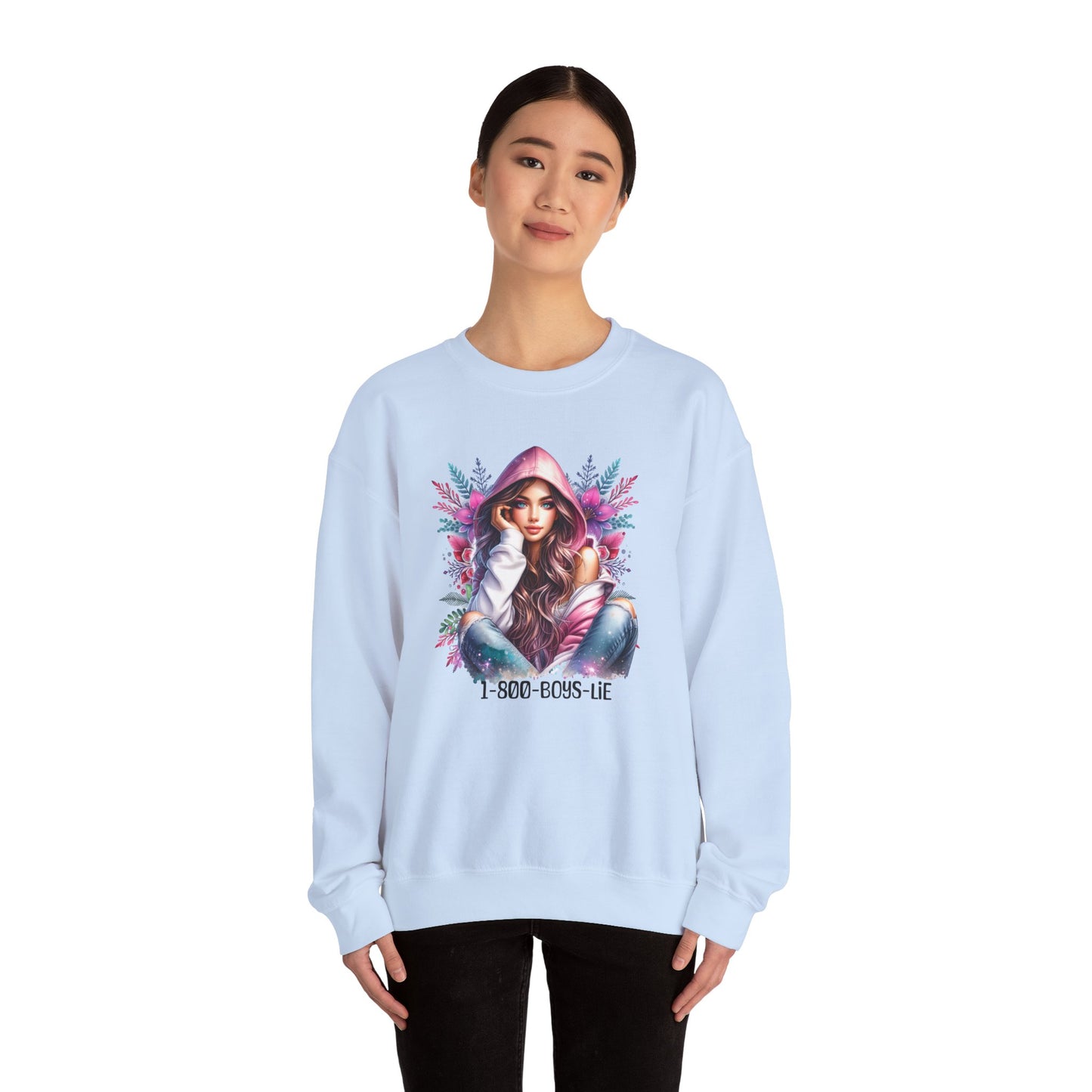1-800-Boys-Lie Chic Floral Sweatshirt, Cozy Crewneck, Fall Fashion, Gift for Her, Self-Care Sweater, Cute Relaxed Fit