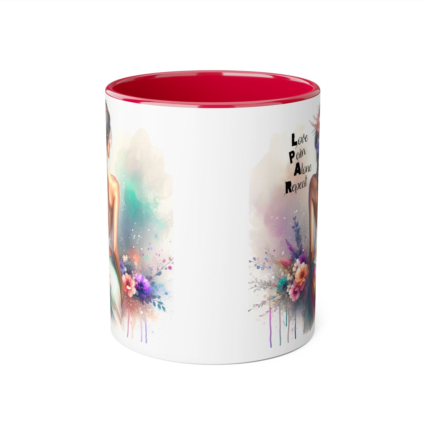 Boho Love Pain Alone Mug, Inspirational Gift, Handmade Coffee Cup, Artistic Ceramic Drinkware, Unique Home Decor