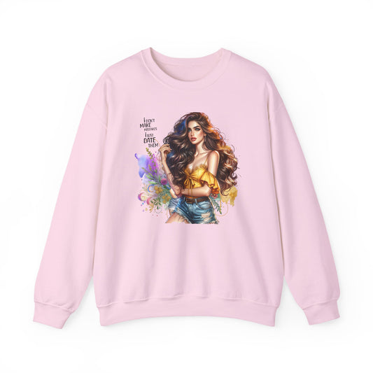 I Don`t  Make Mistakes, I Just Date Them Artistic Crewneck Sweatshirt - Perfect for Casual Outings, Gifts, Festivities, and Everyday Comfort, Featuring Colorful Designs
