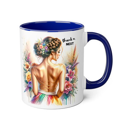 Thank U, Next Floral Artwork Accent Mug, Thank U Next Coffee Mug, Gift for Her, Floral Style Drinkware, Unique Home Decor