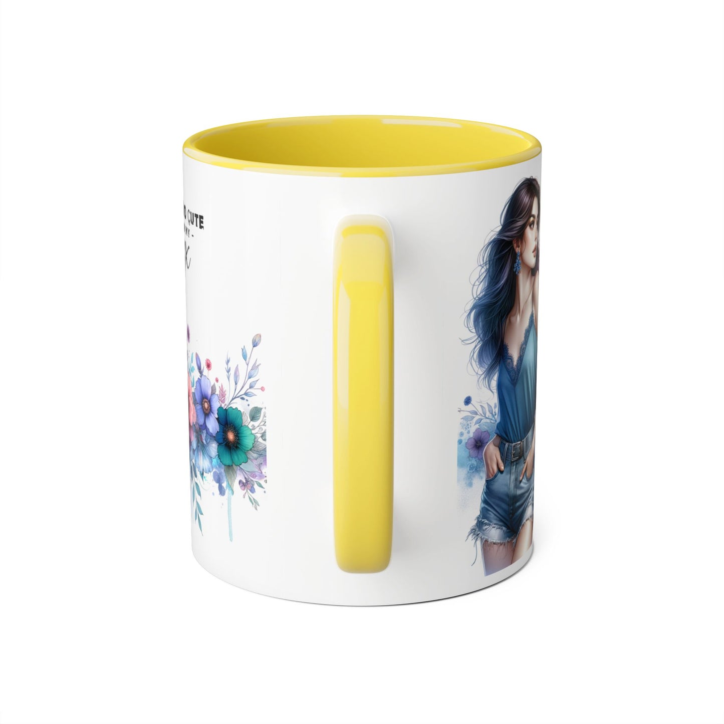 I'm Too Cute For My Ex  Mug - 11oz Accent Tumbler, Quirky Gift, Coffee Lover Accessories, Birthday Present, Floral Design
