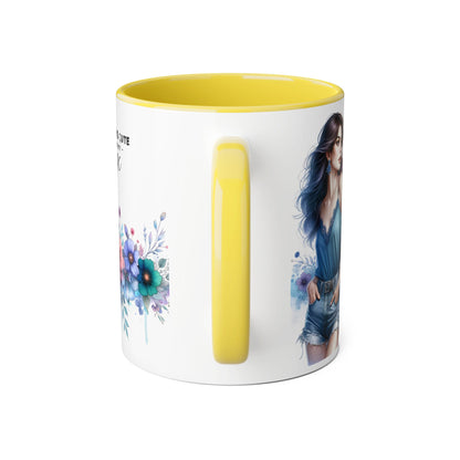 I'm Too Cute For My Ex  Mug - 11oz Accent Tumbler, Quirky Gift, Coffee Lover Accessories, Birthday Present, Floral Design
