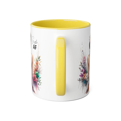 Single AF Bohemian Accent Mug - Smile AF, Floral Coffee Cup, Gift for Her, Inspirational Drinkware, Home Décor, Unique Present