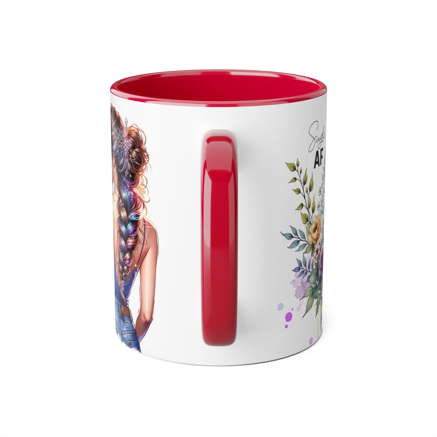 Single AF Stylish Accent Mugs for Coffee Lovers, Floral Design Mug, Gift for Her, Unique Tea Mug, Simple AF Mugs for Home Decor