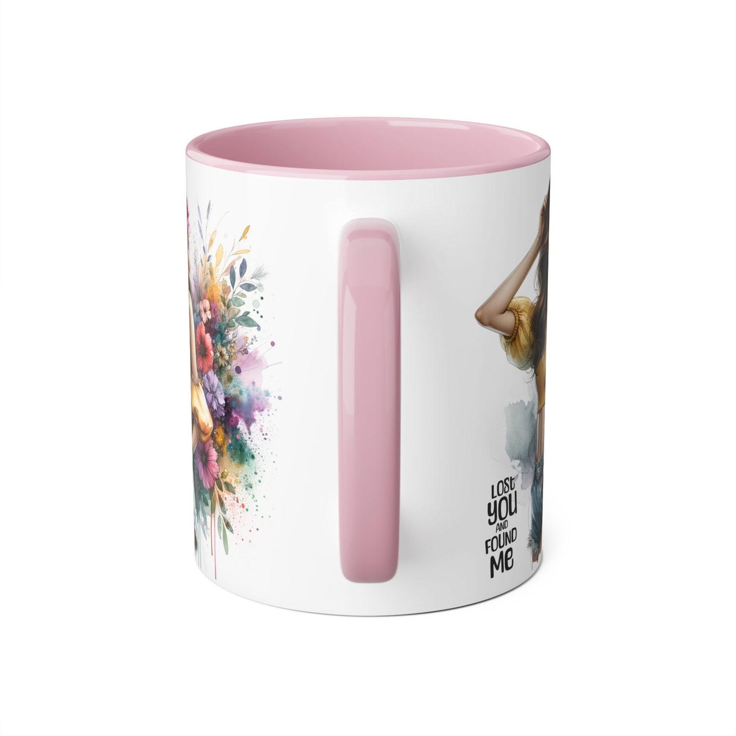 Lost You and Found Me Floral Accent Mug, Empowering Coffee Cup, Vibrant Gift for Friends, Motivational Drinkware, Perfect for Home or Office