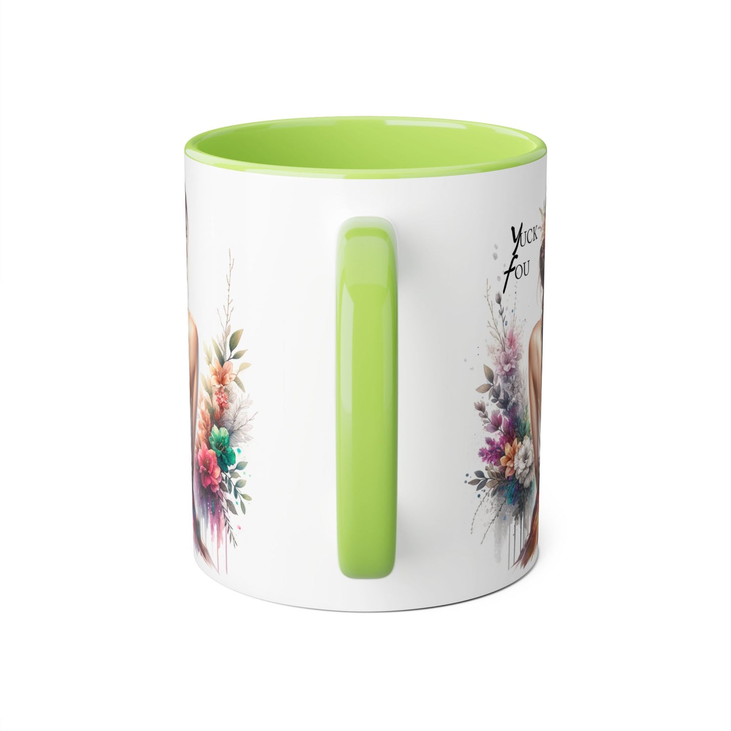 Floral Accent Mug with Yuck Fou Design – Gift for Coffee Lovers, Unique Home Decor, Flower Art Mug, Personalized Drinkware, Boho Style