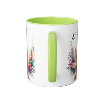 Floral Accent Mug with Yuck Fou Design – Gift for Coffee Lovers, Unique Home Decor, Flower Art Mug, Personalized Drinkware, Boho Style