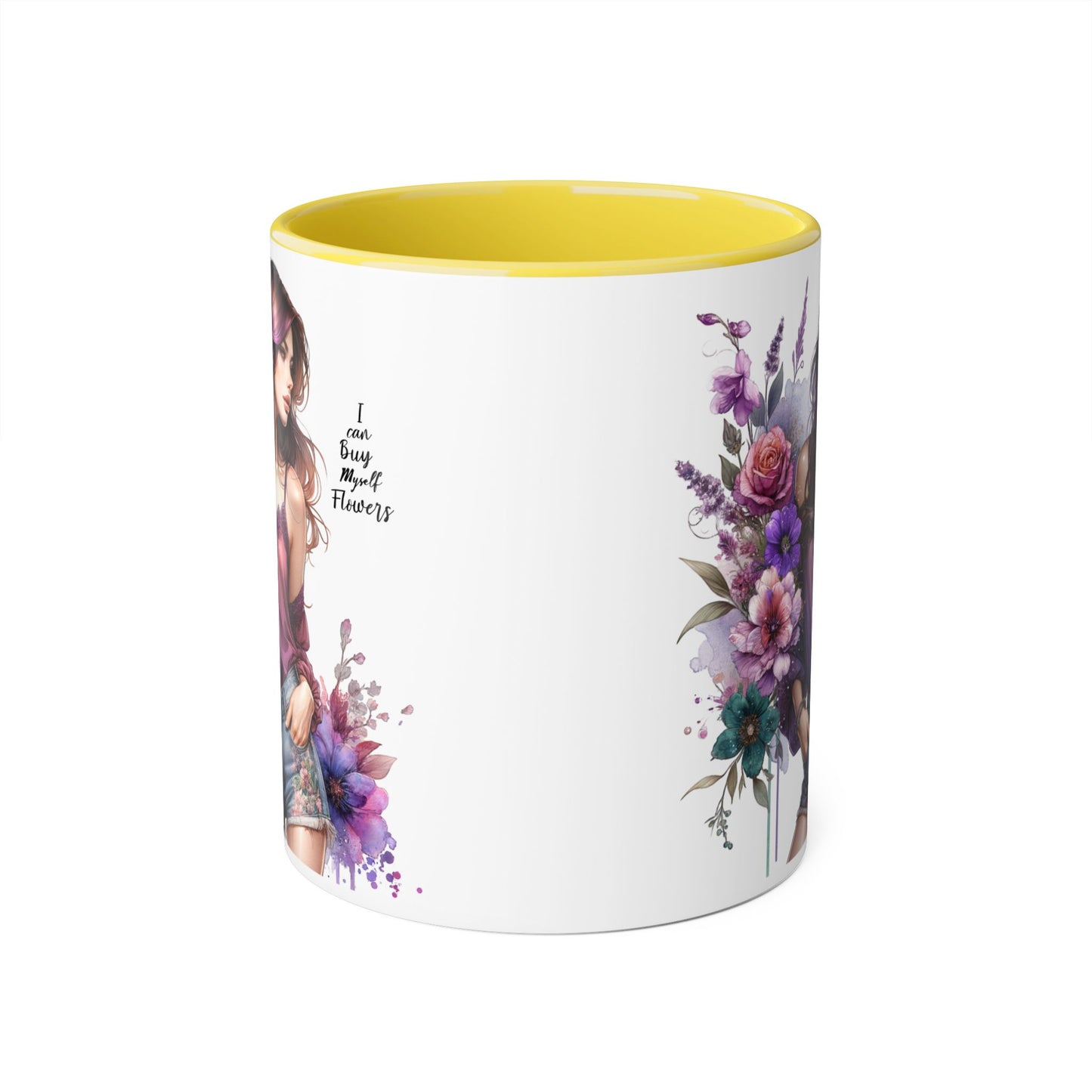 I Can Buy Myself Flowers Floral Art Accent Mug, 11oz Coffee Cup for Flower Lovers, Gift for Her, Boho Kitchen Decor, Unique Art Mug