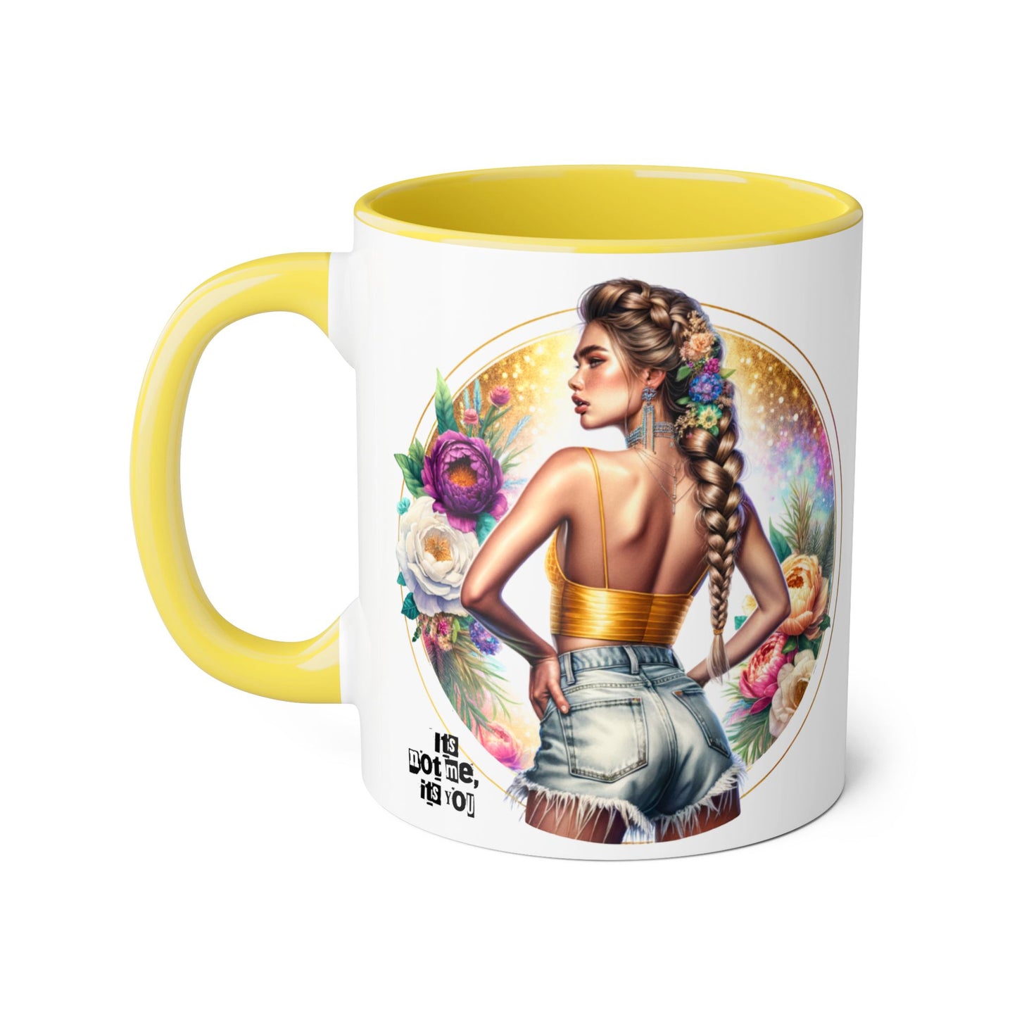It's Not Me, It's You Humoristic Beautiful Floral Accent Mugs - Unique Coffee Cup for Art Lovers, Perfect Gift for Home Decor, Birthday, or Wedding