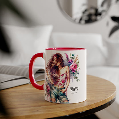 Straight Outta Divorced Humoristic Floral Accent Mug - Inspiring Gift for Friends, Unique Coffee Cup, Perfect for Birthdays, Home Decor, Coffee Lovers