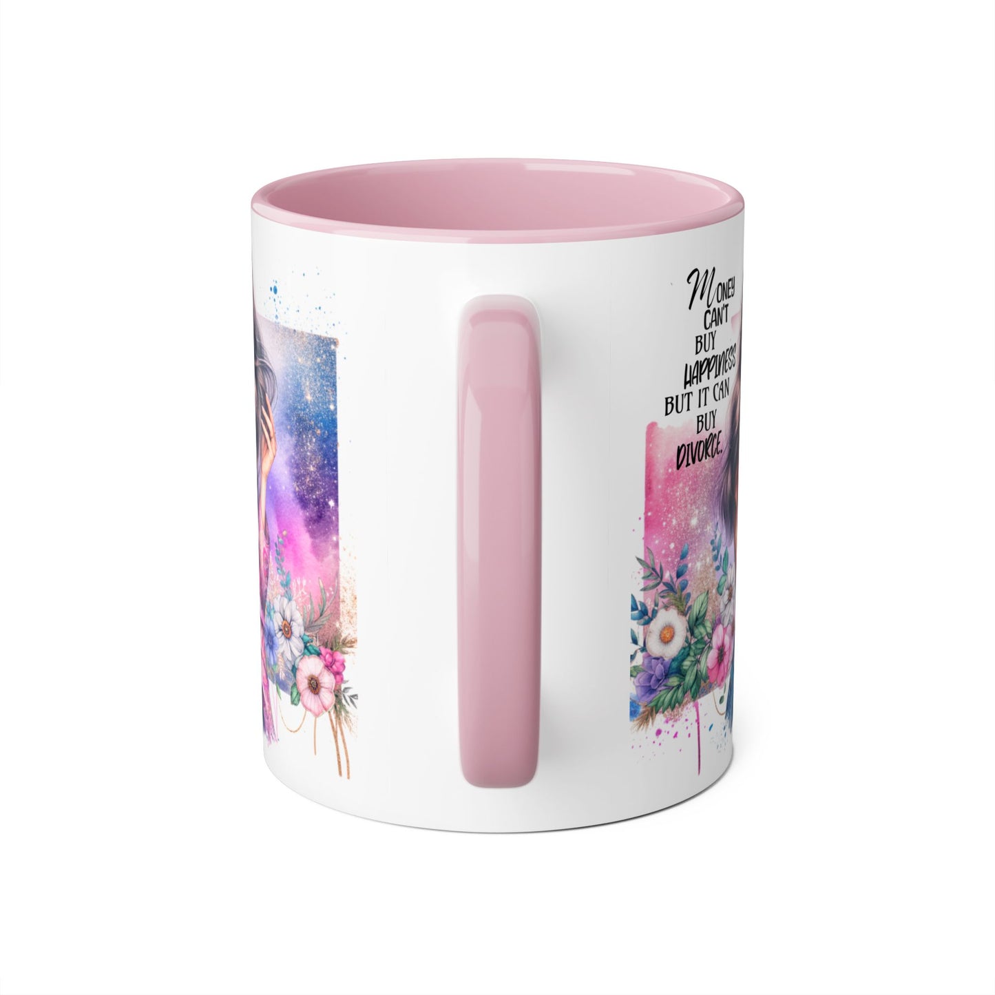 Money Can't Buy Happiness But It Can Buy Divorce Humoristic Empowerment Mug for Self-Love, Coffee Cup, Birthday Gift, Inspirational Decor, Divorce Gift, Floral Design