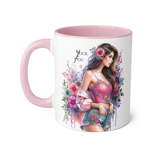 Yuck Fou Floral Art Accent Mug, Colorful Coffee Cup for Garden Lovers, Artistic Gift for Her, Unique Home Décor, Perfect for Birthdays and Holidays