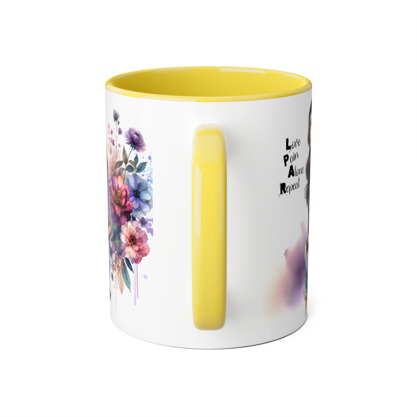 Floral Accent Mug, Personalized Coffee Cup, Artistic Drinkware, Unique Gift for Her, Women's Day Present, Home Decor