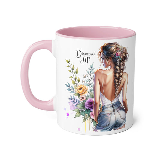 Divorced AF Floral Accent Mug - Perfect Gift for Friends, Coffee Lovers, Humor, Self-Care, Divorce Parties