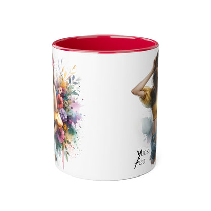Yuck Fou Floral Accent Mug: Stylish Coffee Cup for Home, Gifts, Birthdays, Tea Lovers, Art Enthusiasts