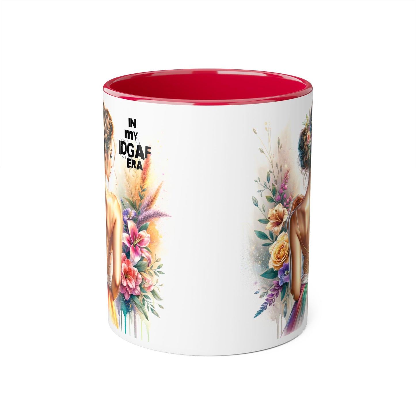 Bold Floral IDGAF Era Mug, Artistic Coffee Cup, Gift for Her, Self-Care, Coffee Lovers, Inspirational Drinkware