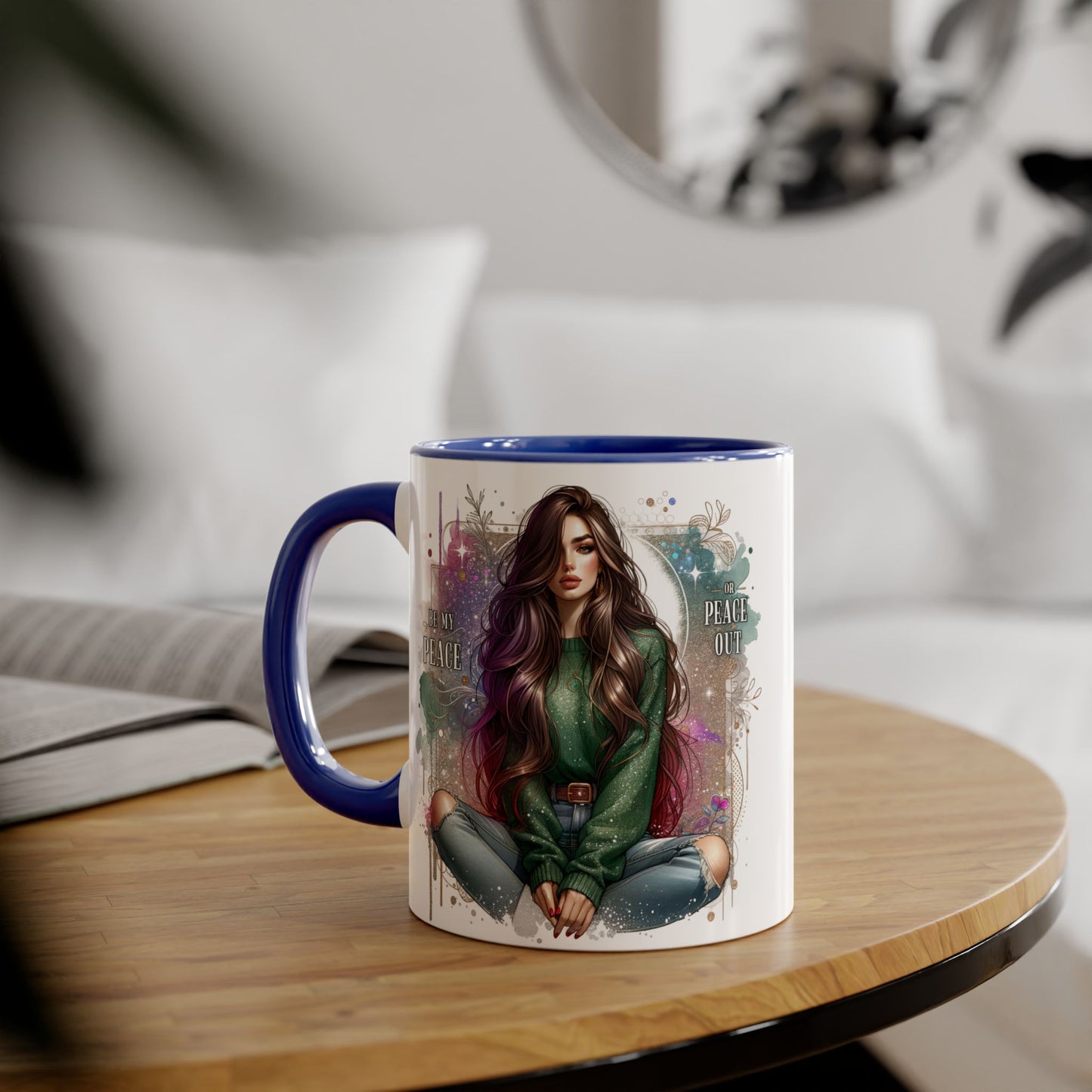 Artistic Be My Peace or Peace Out Mug, Inspirational Coffee Cup, Great for Relaxing Moments, Perfect Gift for Friends, Unique Home Decor, Peaceful Vibe